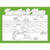 Coloring page card - Green - 13x18cm - Geez is building a sand castle