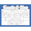 Coloring page card - Blue - 13x18cm - Beach tent adventure