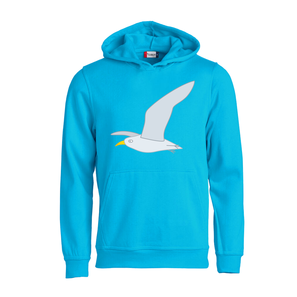 Hoodie voor kinderen van Kaatje&Mup met een vliegende meeuw
