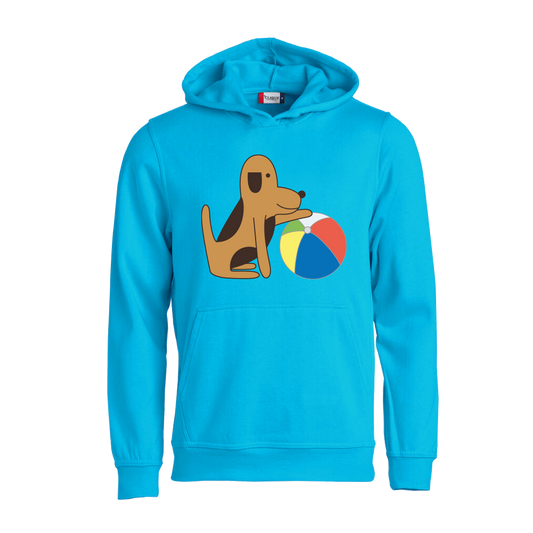 Hoodie voor kinderen van Kaatje&Mup met Mup en een strandbal