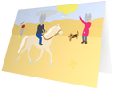Ansichtkaart paardrijden op het strand