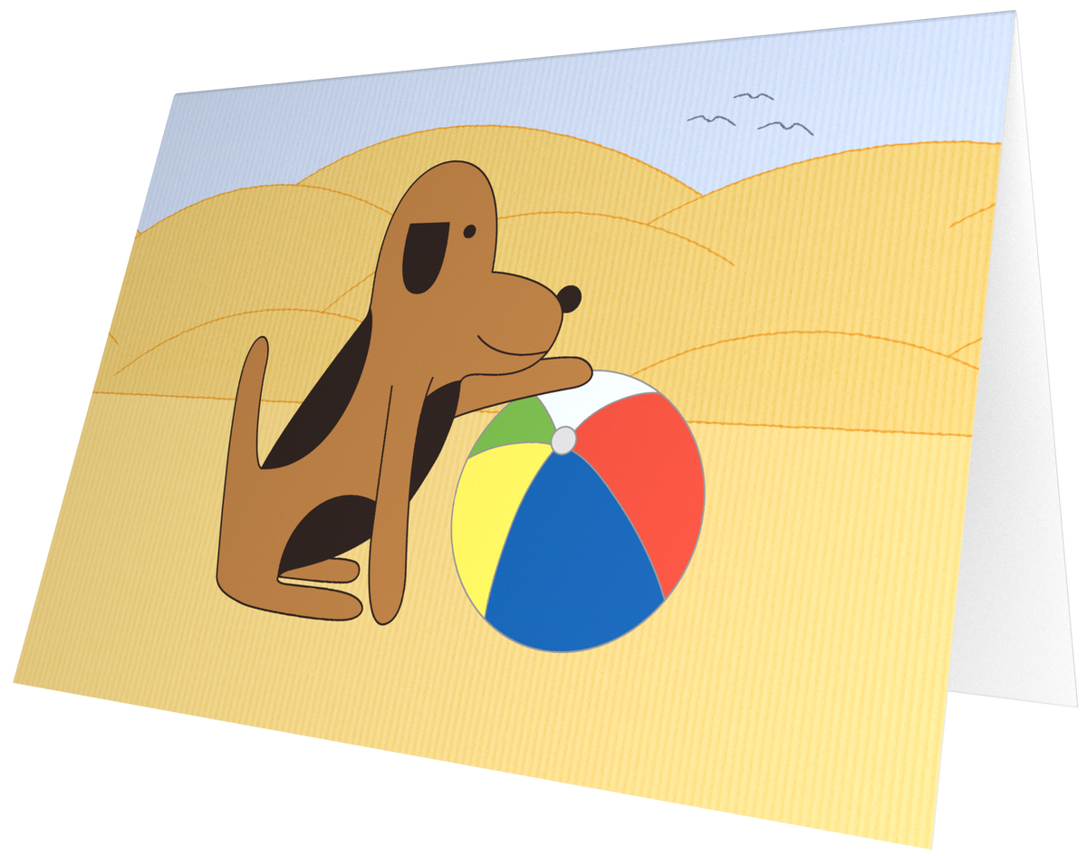 Ansichtkaart van Kaatje&Mup: Mup met een strandbal