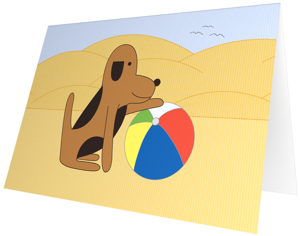 Ansichtkaart Mup met een strandbal
