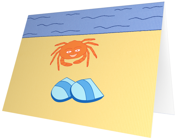 Ansichtkaart krab met slippers