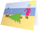 Ansichtkaart dennenboom op het strand