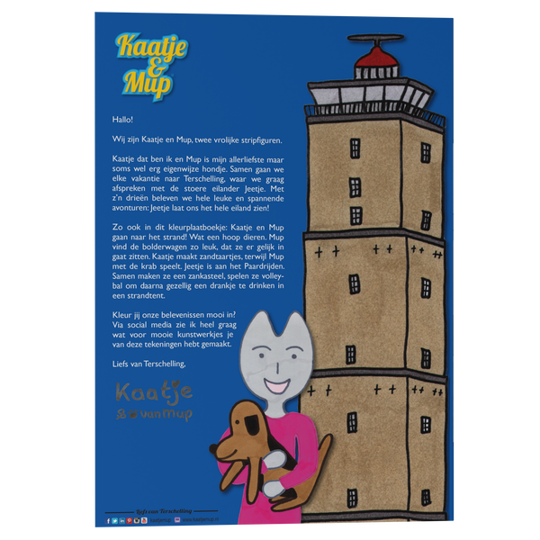 Coloring book Kaatje&amp;Mup A5: Going to the Beach - Blue Series, Part 1
