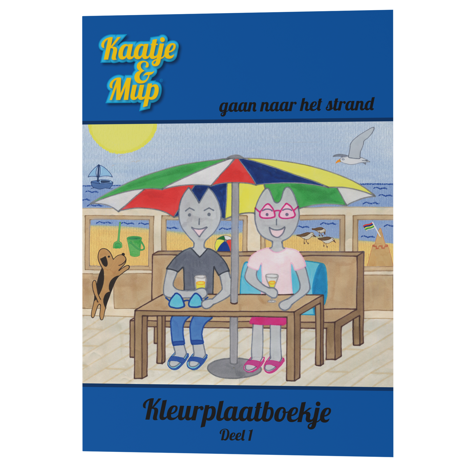 Coloring book Kaatje&amp;Mup A5: Going to the Beach - Blue Series, Part 1