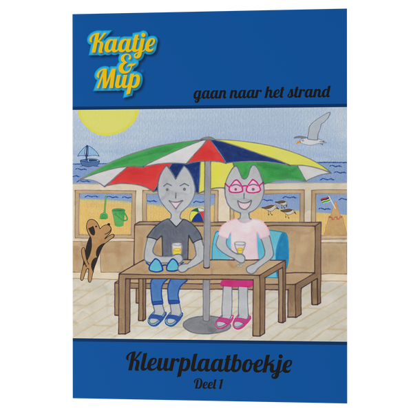 Coloring book Kaatje&amp;Mup A5: Going to the Beach - Blue Series, Part 1
