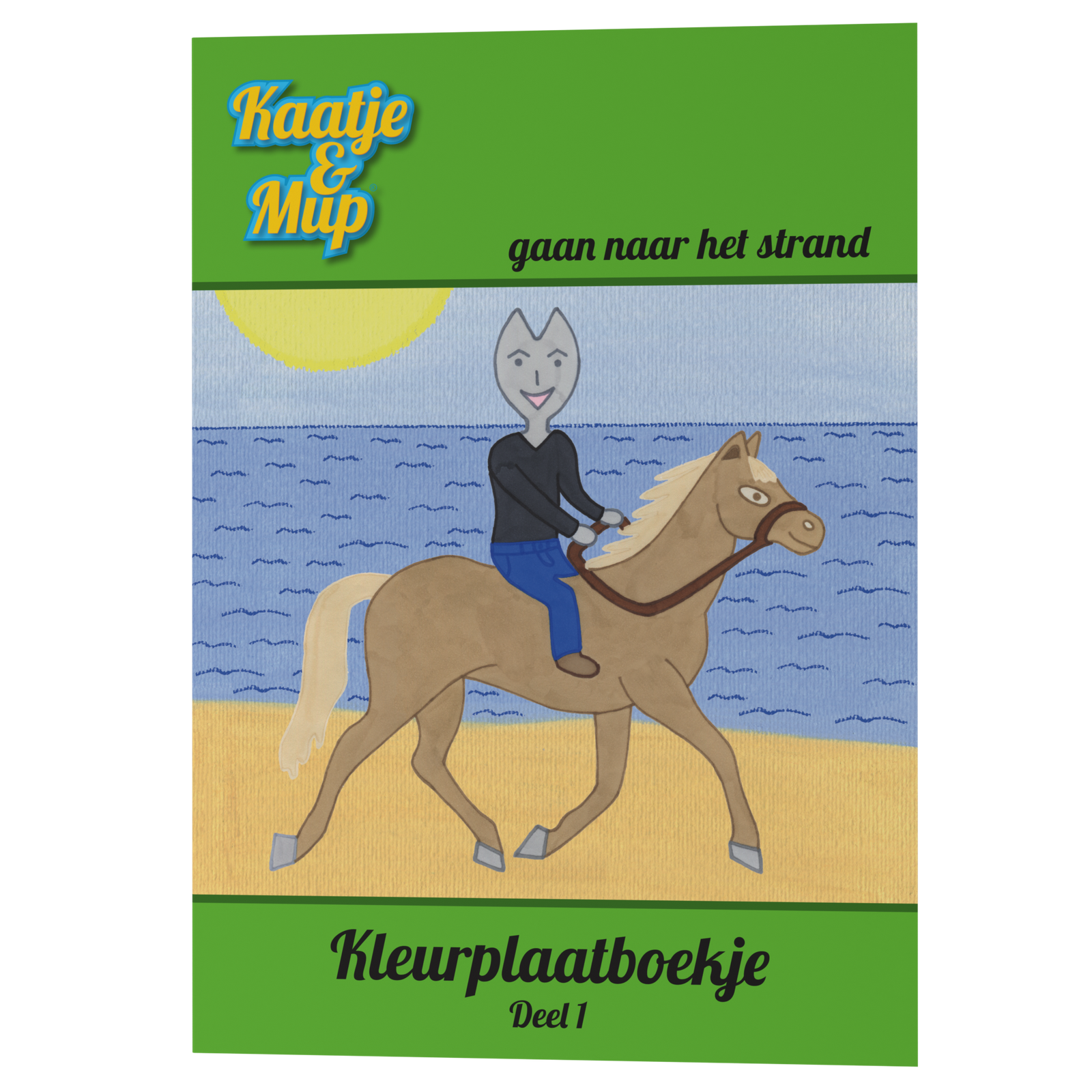 Coloring book Kaatje&amp;Mup A5: Going to the beach - Green series, Part 1