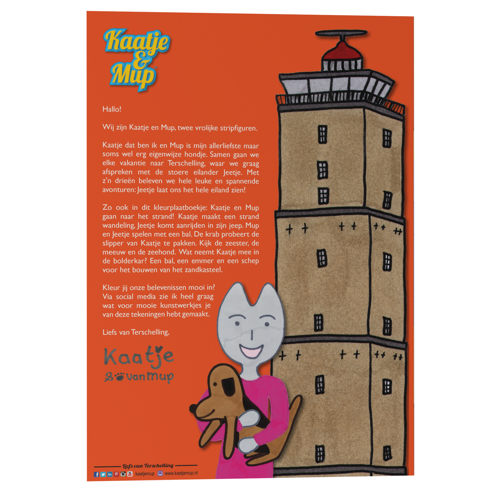 Coloring book Kaatje&amp;Mup A5: Going to the beach - Orange series, Part 1