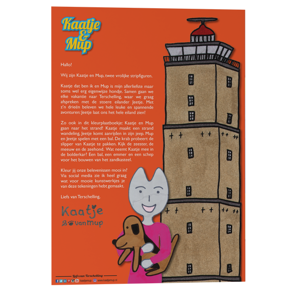 Coloring book Kaatje&amp;Mup A5: Going to the beach - Orange series, Part 1