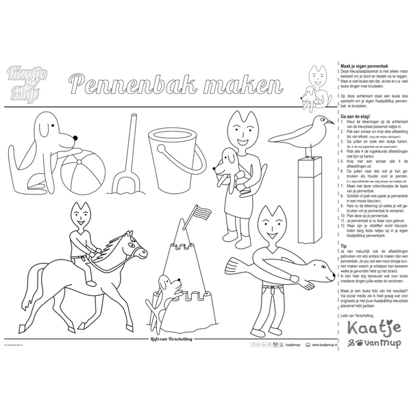 Coloring page placemat Kaatje&amp;Mup - Find a seal