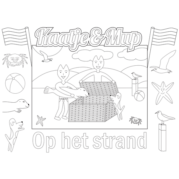 Coloring page placemat Kaatje&amp;Mup - Find a seal
