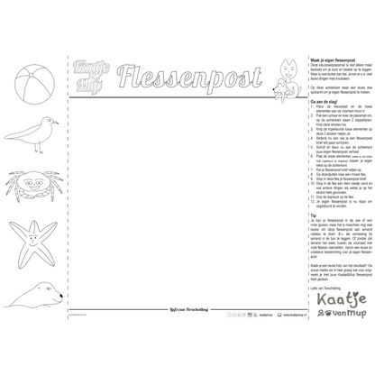Kleurplaat-placemat van Kaatje&Mup: zandkasteel