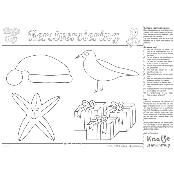 Coloring page placemat Kaatje&amp;Mup - Christmas tree