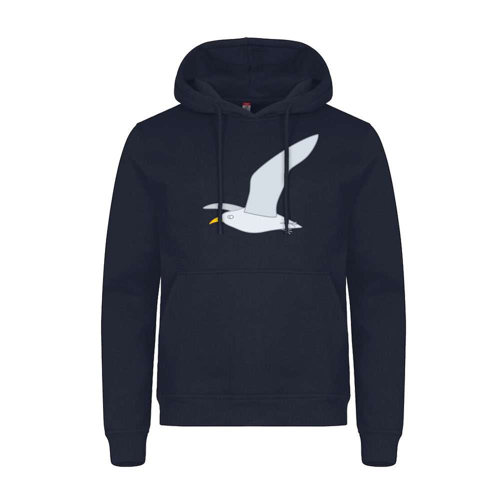 Hoodie voor volwassenen van Kaatje&Mup met een vliegende meeuw