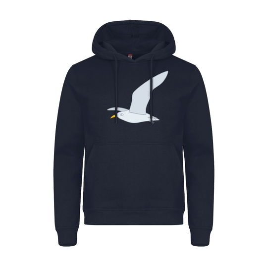 Hoodie voor volwassenen van Kaatje&Mup met een vliegende meeuw
